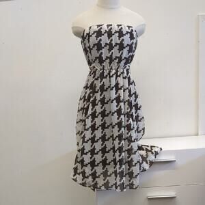 Whish Black and White Herringbone strapless dress size medium